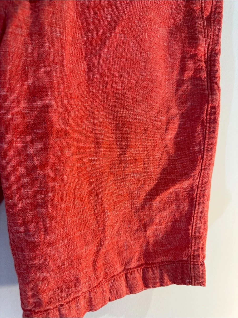 Men's Red Casual Linen-Blend Shorts